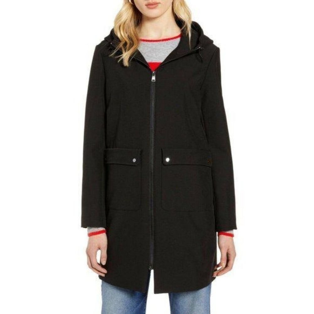 Halogen Waterproof Hooded Black Rain Jacket